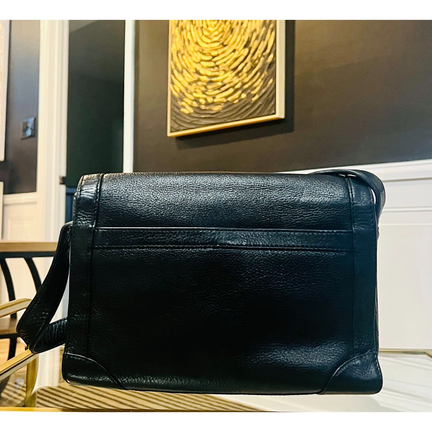 TORY BURCH BLACK LEATHER VINTAGE ROBINSON SHOULDER BAG WITH ADJUSTABLE STRAP