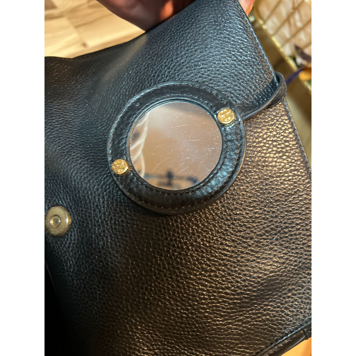TORY BURCH BLACK LEATHER VINTAGE ROBINSON SHOULDER BAG WITH ADJUSTABLE STRAP