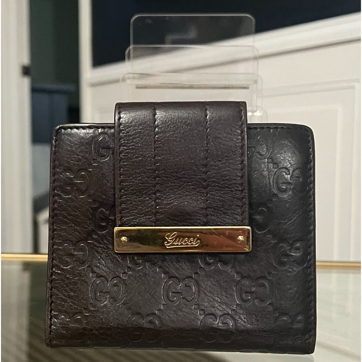 Gucci Guccissima GG Monogram Leather Bifold Wallet - Vintage Black/Gold