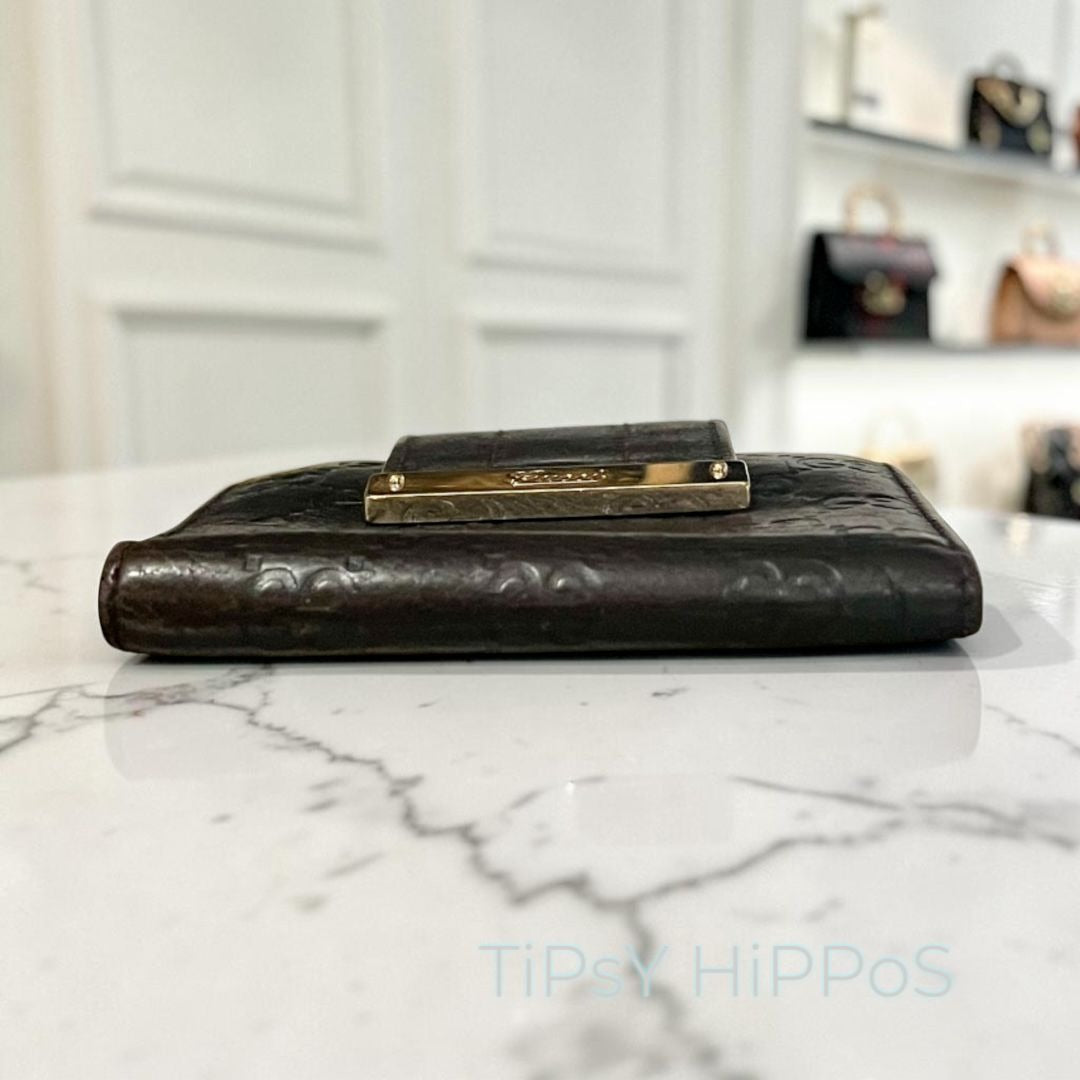 Gucci Guccissima GG Monogram Leather Bifold Wallet - Vintage Black/Gold