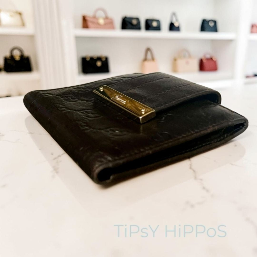 Gucci Guccissima GG Monogram Leather Bifold Wallet - Vintage Black/Gold