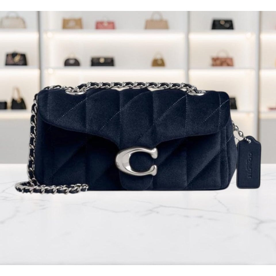 NEW WITH TAGS!! SOLD OUT!  AUTHENTIC Coach Blue Velvet Quilted Tabby 20.  (807A22P)