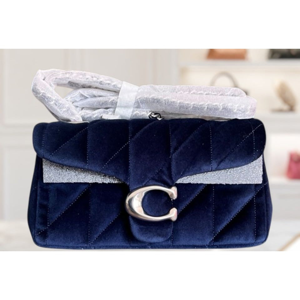 NEW WITH TAGS!! SOLD OUT!  AUTHENTIC Coach Blue Velvet Quilted Tabby 20.  (807A22P)