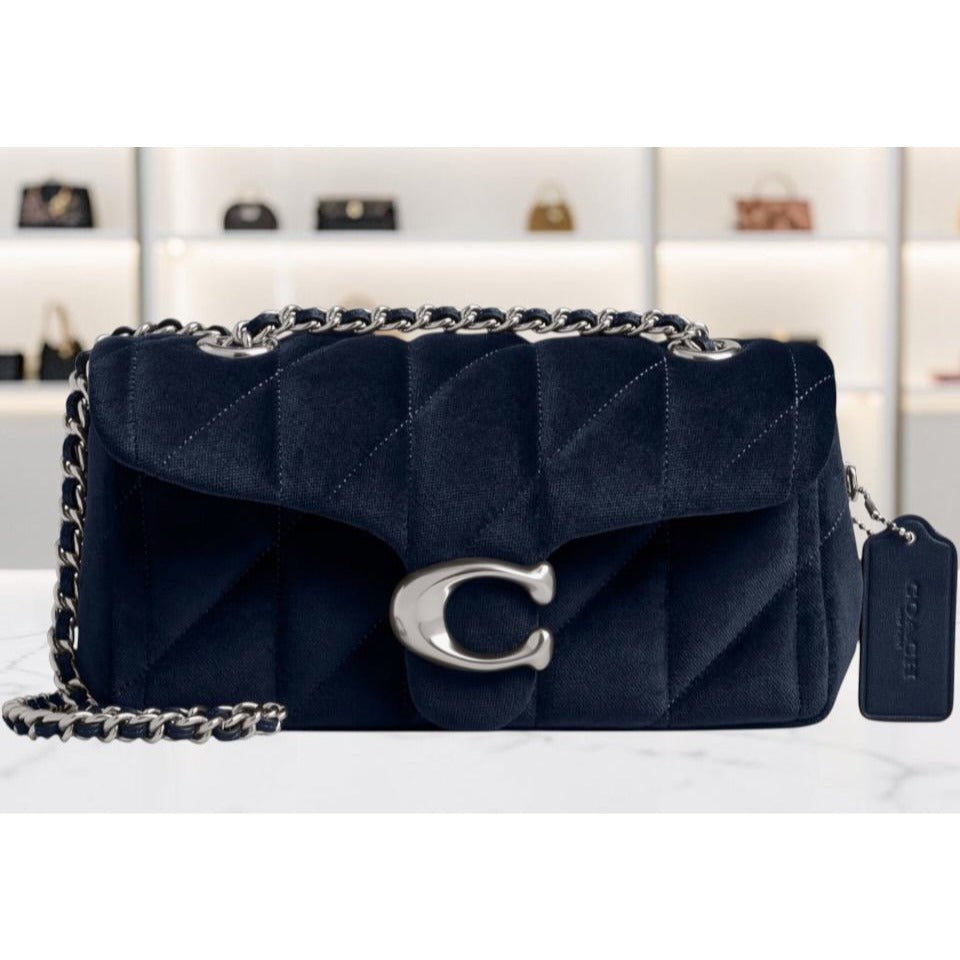 NEW WITH TAGS!! SOLD OUT!  AUTHENTIC Coach Blue Velvet Quilted Tabby 20.  (807A22P)