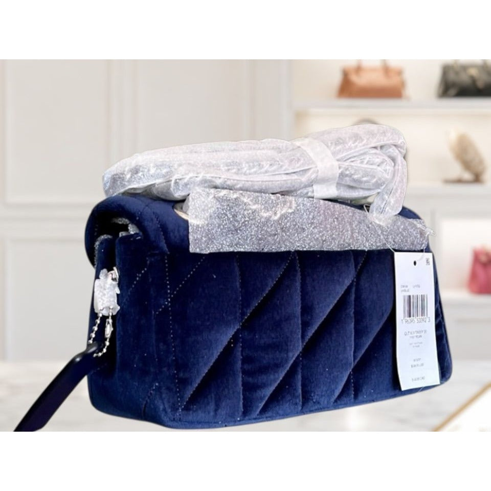 NEW WITH TAGS!! SOLD OUT!  AUTHENTIC Coach Blue Velvet Quilted Tabby 20.  (807A22P)