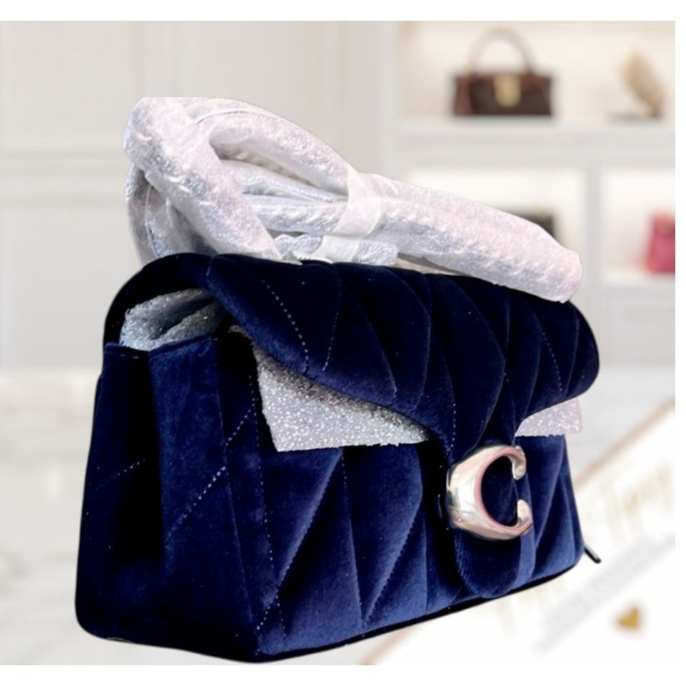 NEW WITH TAGS!! SOLD OUT!  AUTHENTIC Coach Blue Velvet Quilted Tabby 20.  (807A22P)