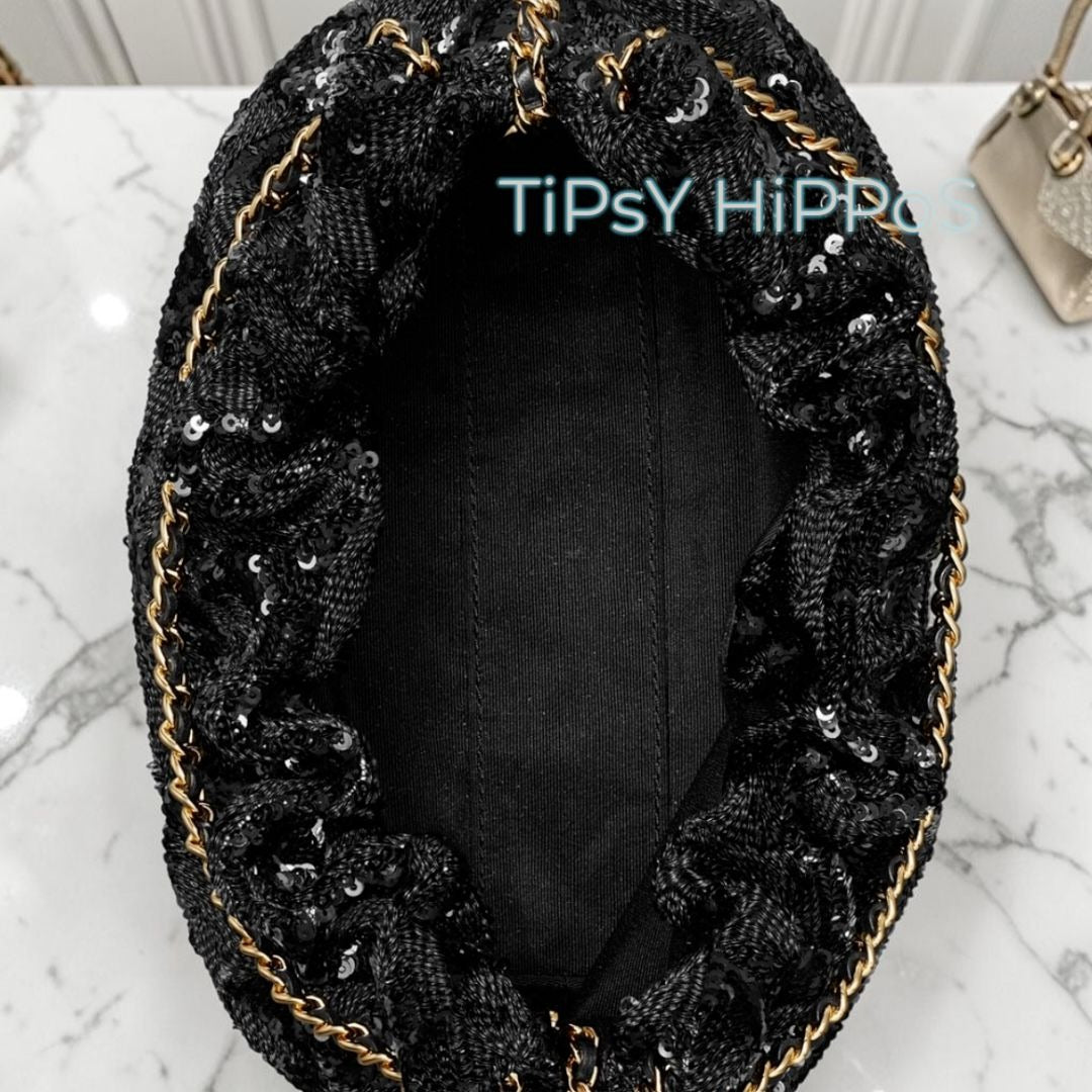 NEW!!  TORY BURCH FLEMING Black Sequin Hobo Bag/Crossbody  623T272P