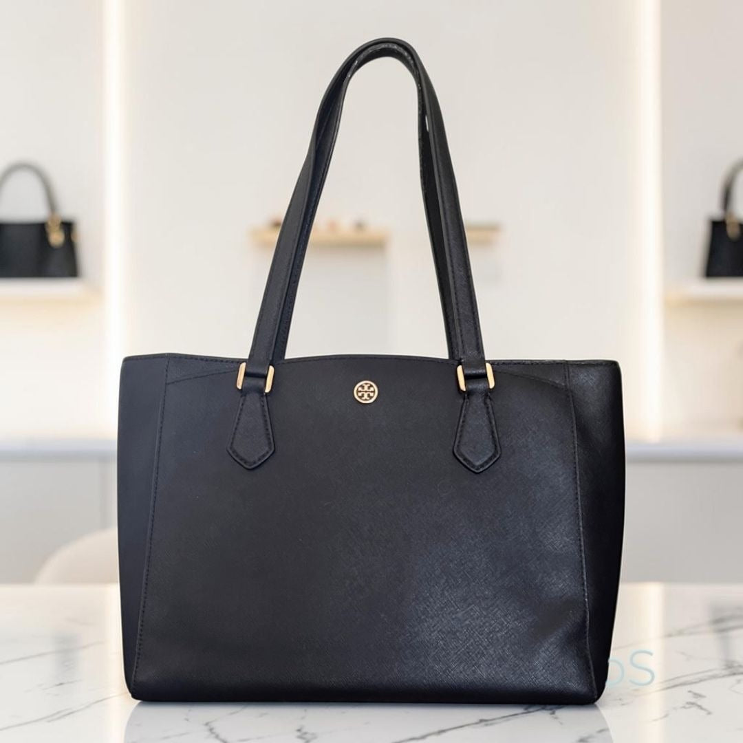 Tory Burch Black Stefano Leather Robinson Shoulder Bag
