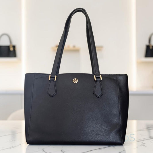 Tory Burch Black Stefano Leather Robinson Shoulder Bag