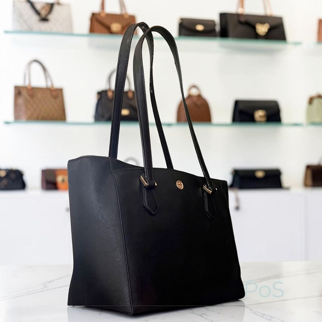 Tory Burch Black Stefano Leather Robinson Shoulder Bag