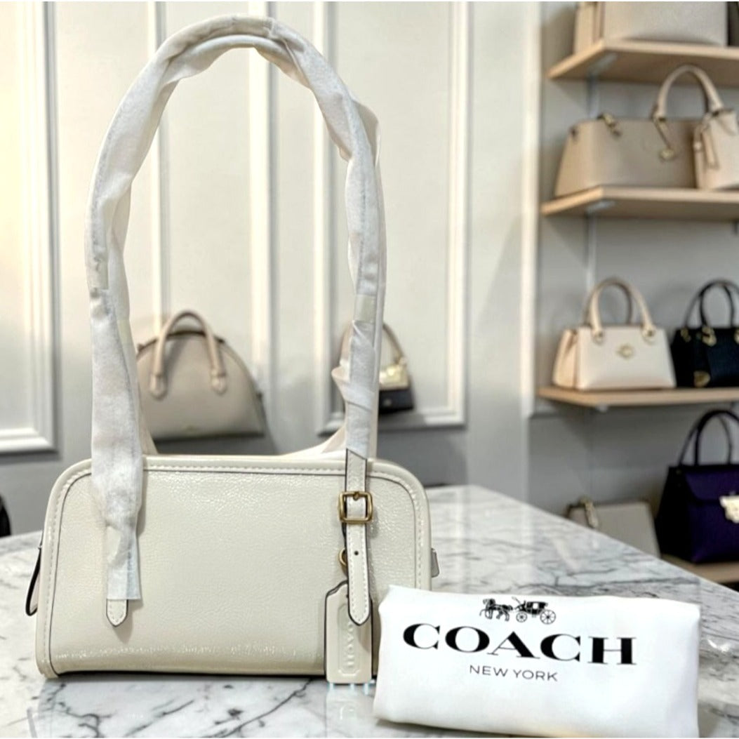 Coach Chalk/Cream Crinkle Leather Swing Zip 20