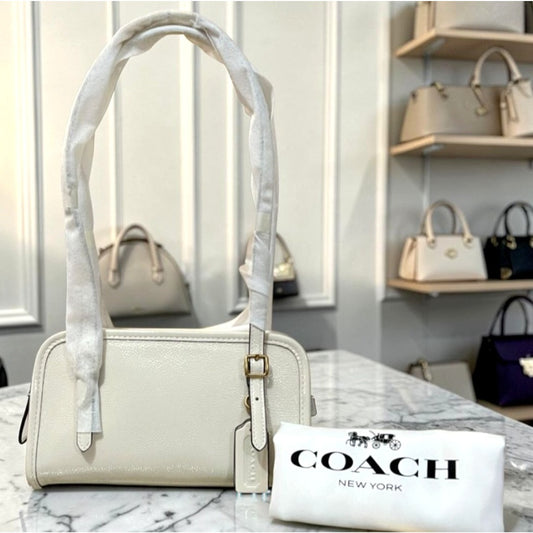 Coach Chalk/Cream Crinkle Leather Swing Zip 20