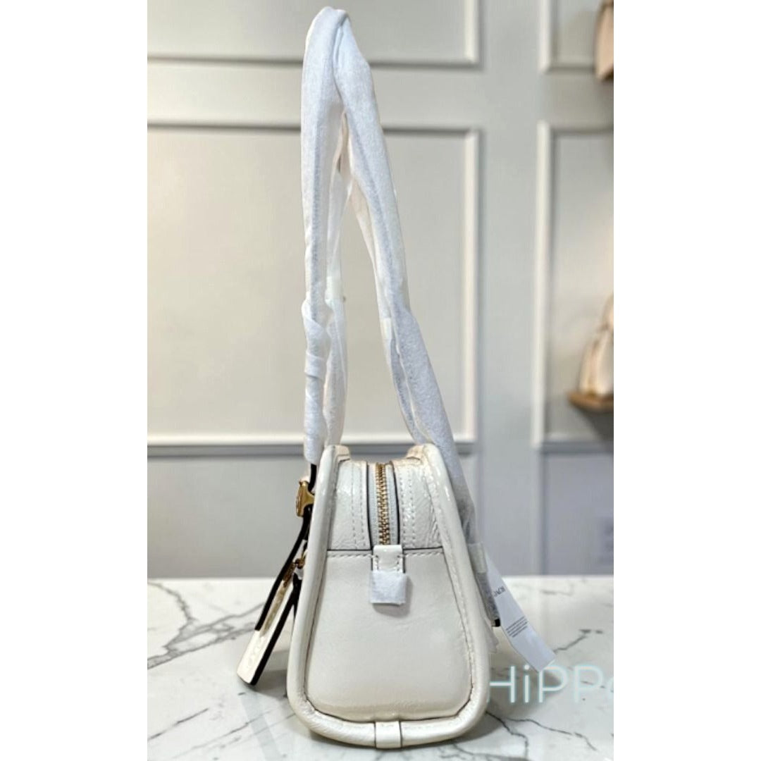 Coach Chalk/Cream Crinkle Leather Swing Zip 20