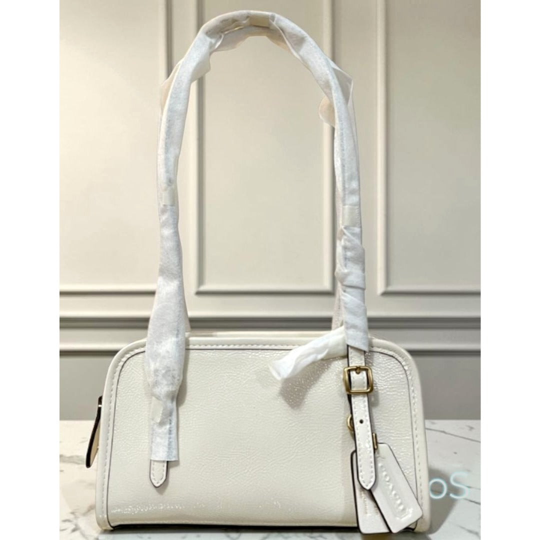 Coach Chalk/Cream Crinkle Leather Swing Zip 20