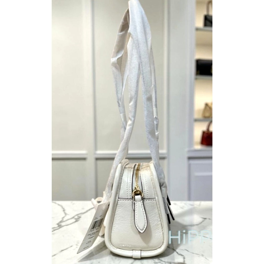 Coach Chalk/Cream Crinkle Leather Swing Zip 20