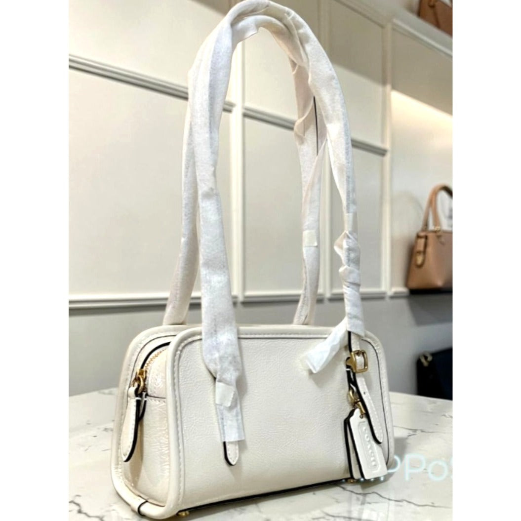 Coach Chalk/Cream Crinkle Leather Swing Zip 20