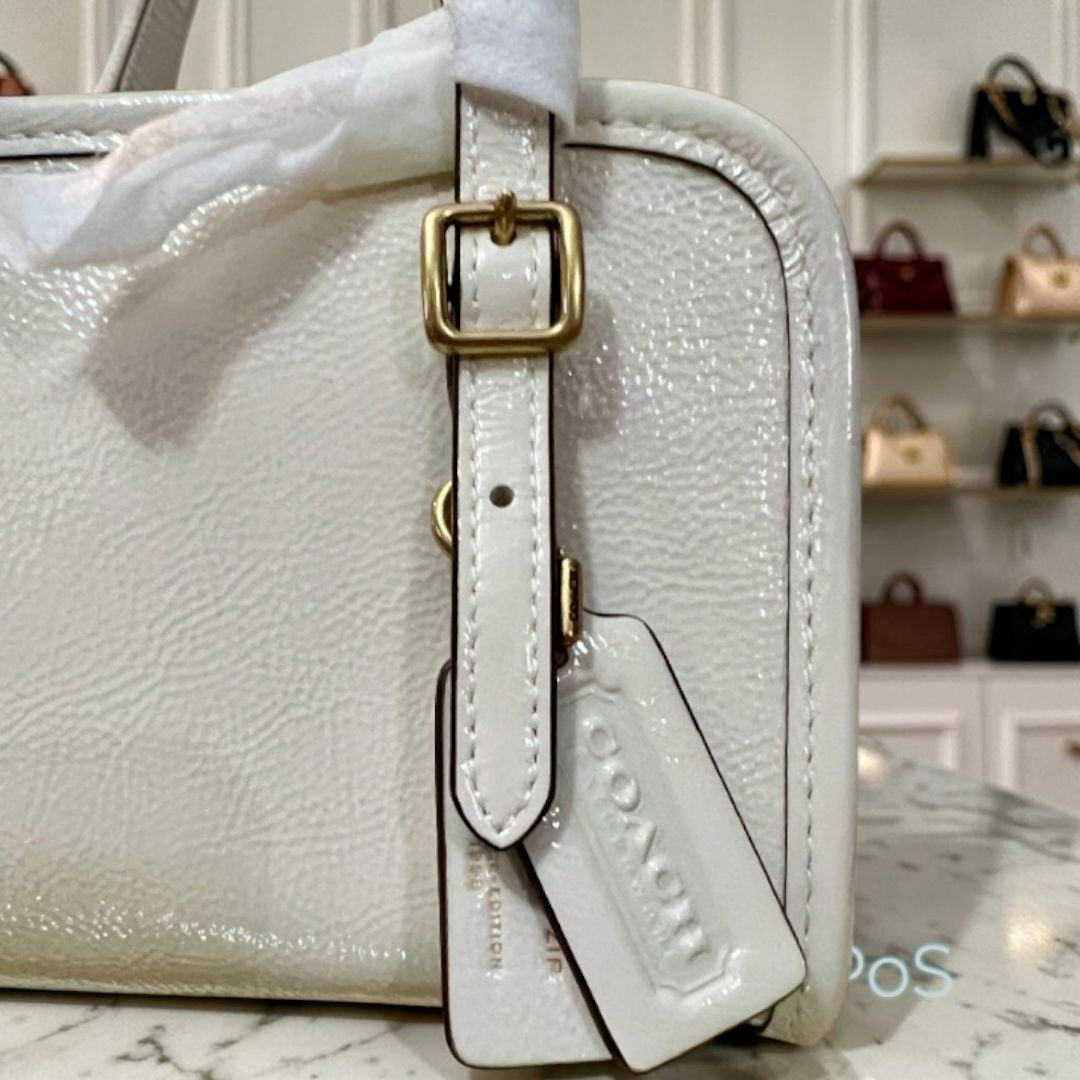 Coach Chalk/Cream Crinkle Leather Swing Zip 20