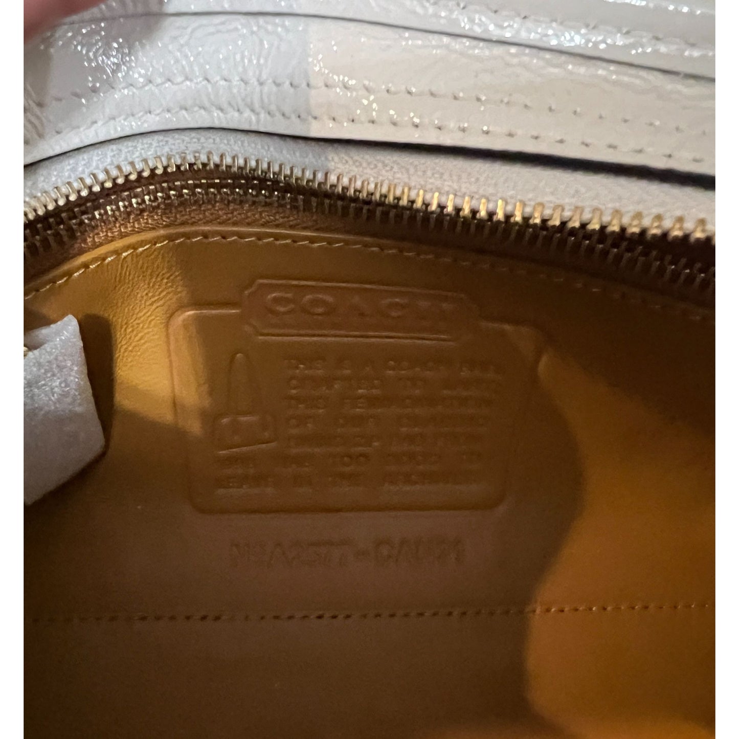 Coach Chalk/Cream Crinkle Leather Swing Zip 20