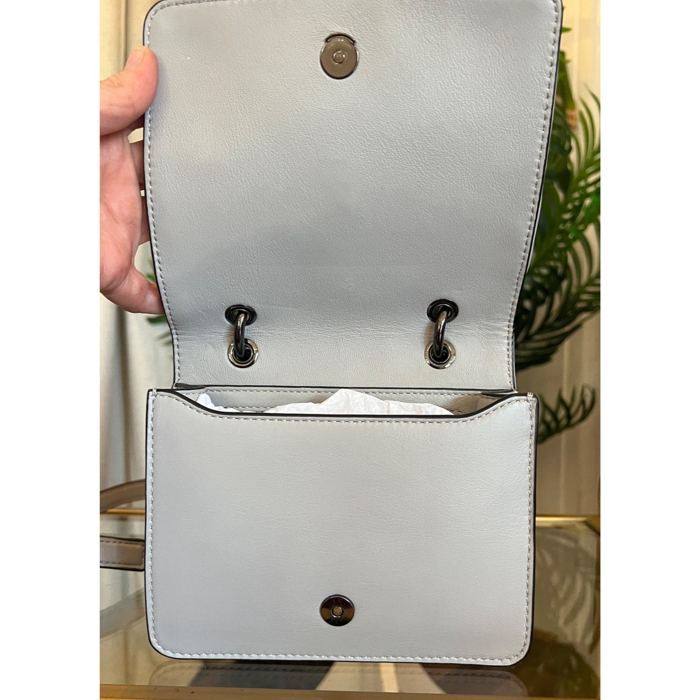 RARE!! Authentic Tory Burch Grey and Gun Metal Small Fleming Shoulder Bag