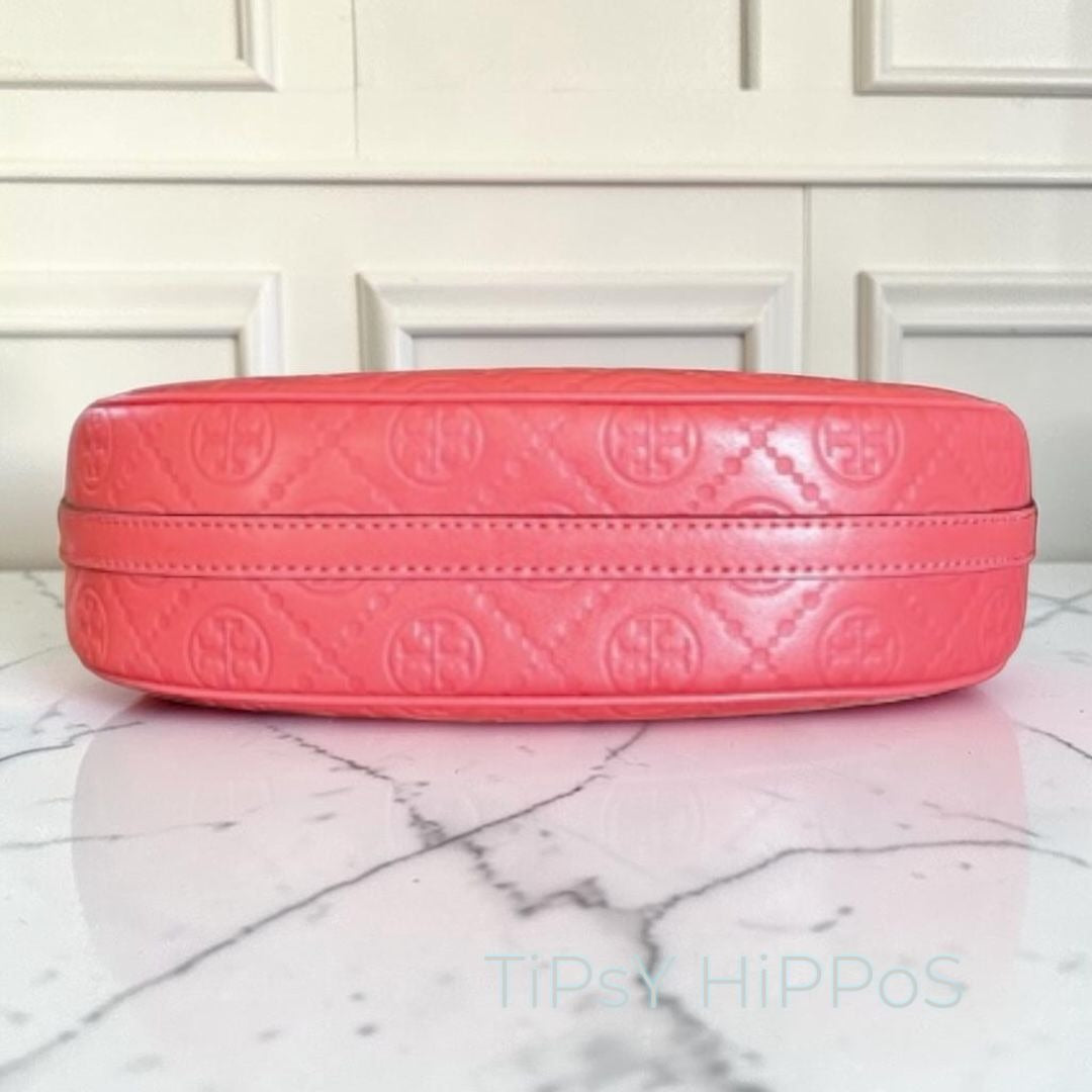 NEW!!!  AUTHENTIC TORY BURCH CORAL CRUSH MONOGRAM CRESENT HANDBAG