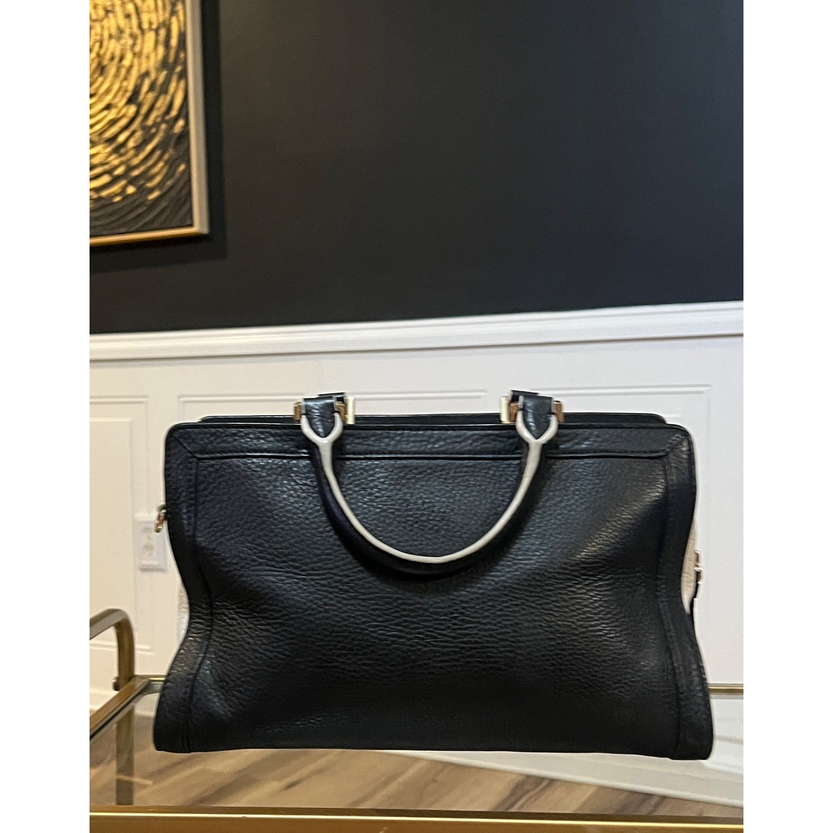 TORY BURCH AUTHENTIC BLACK AND WHITE JESSICA HANDBAG