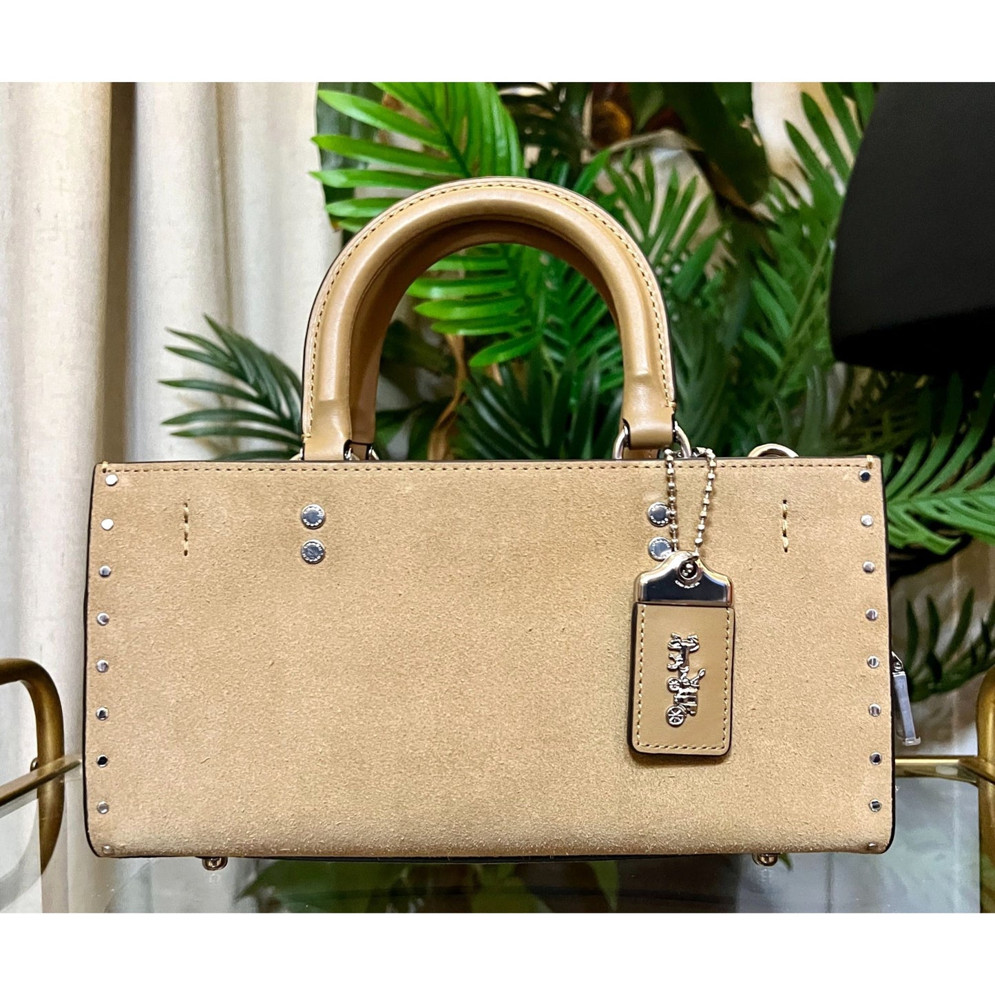 NEW! Coach Rogue 26 Tan Suede Leather Handbag WITH COA