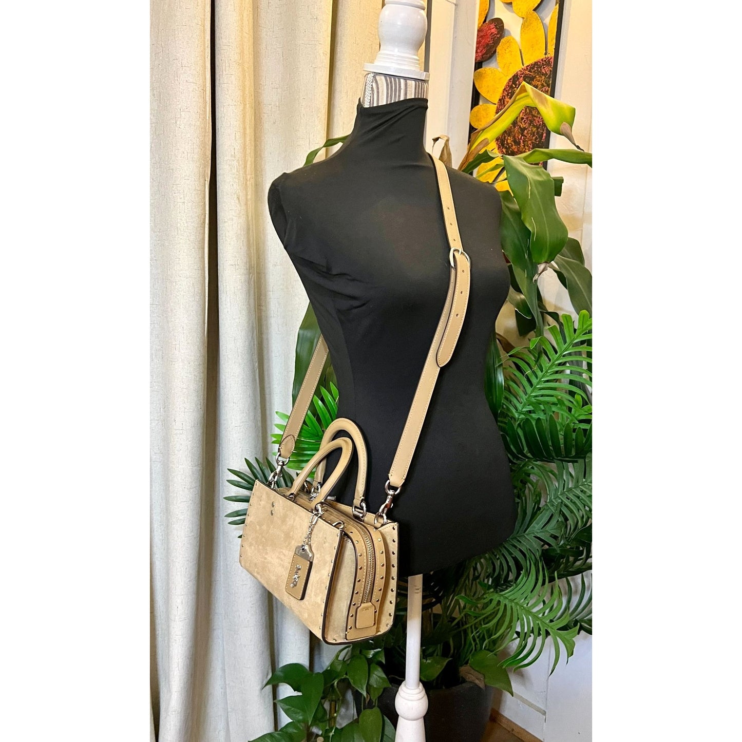 NEW! Coach Rogue 26 Tan Suede Leather Handbag WITH COA