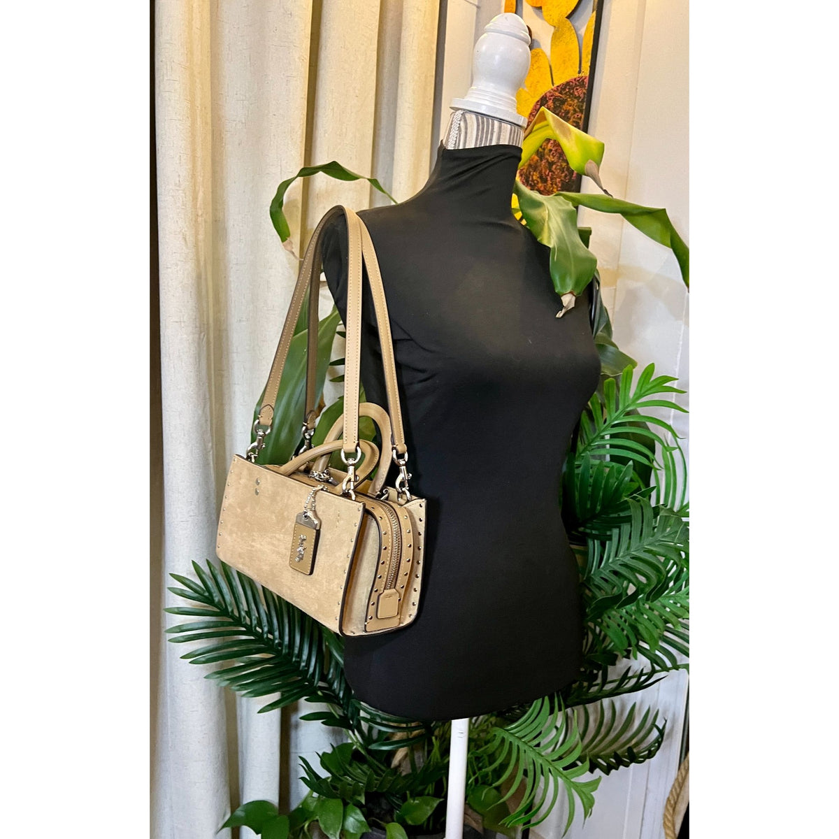 NEW! Coach Rogue 26 Tan Suede Leather Handbag WITH COA