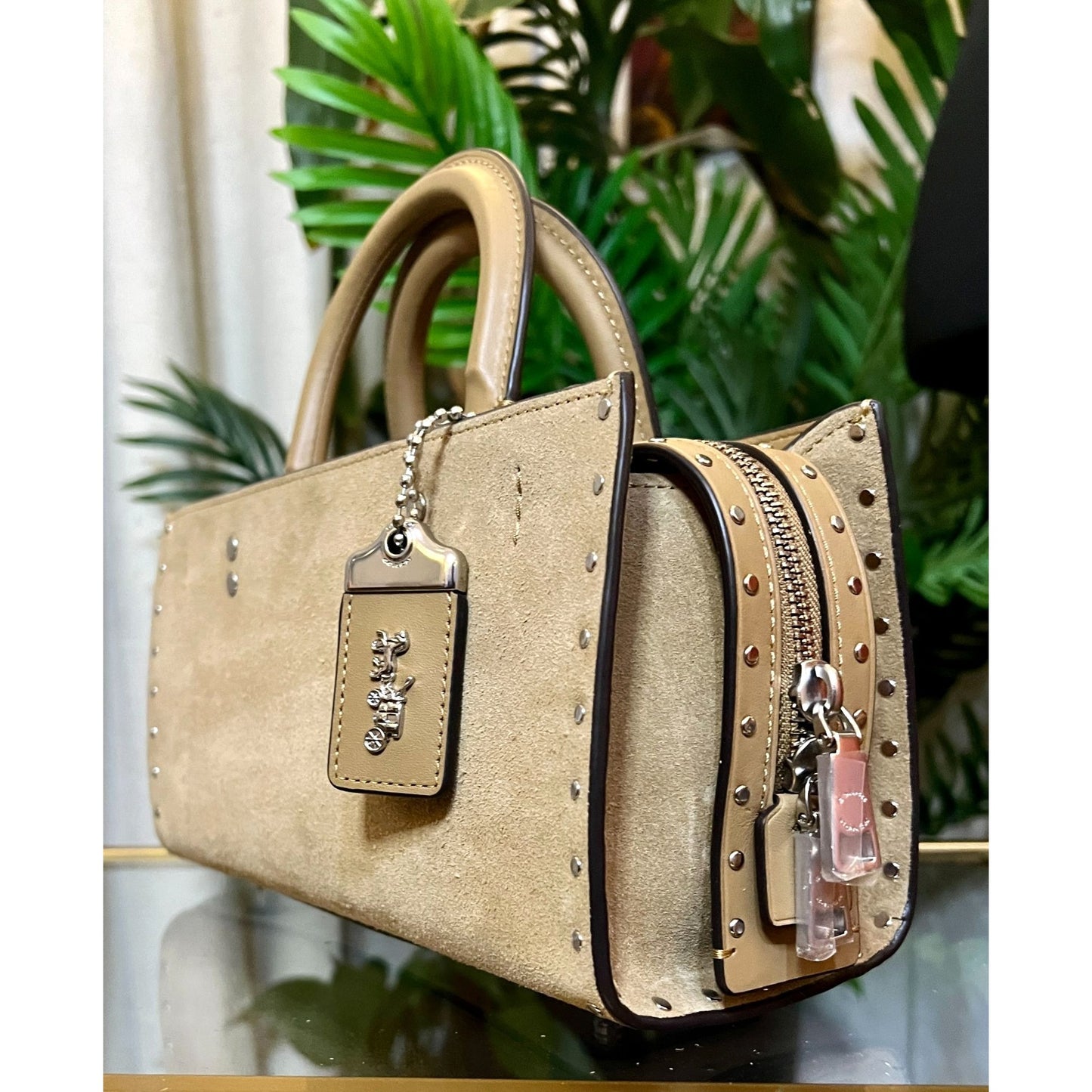 NEW! Coach Rogue 26 Tan Suede Leather Handbag WITH COA