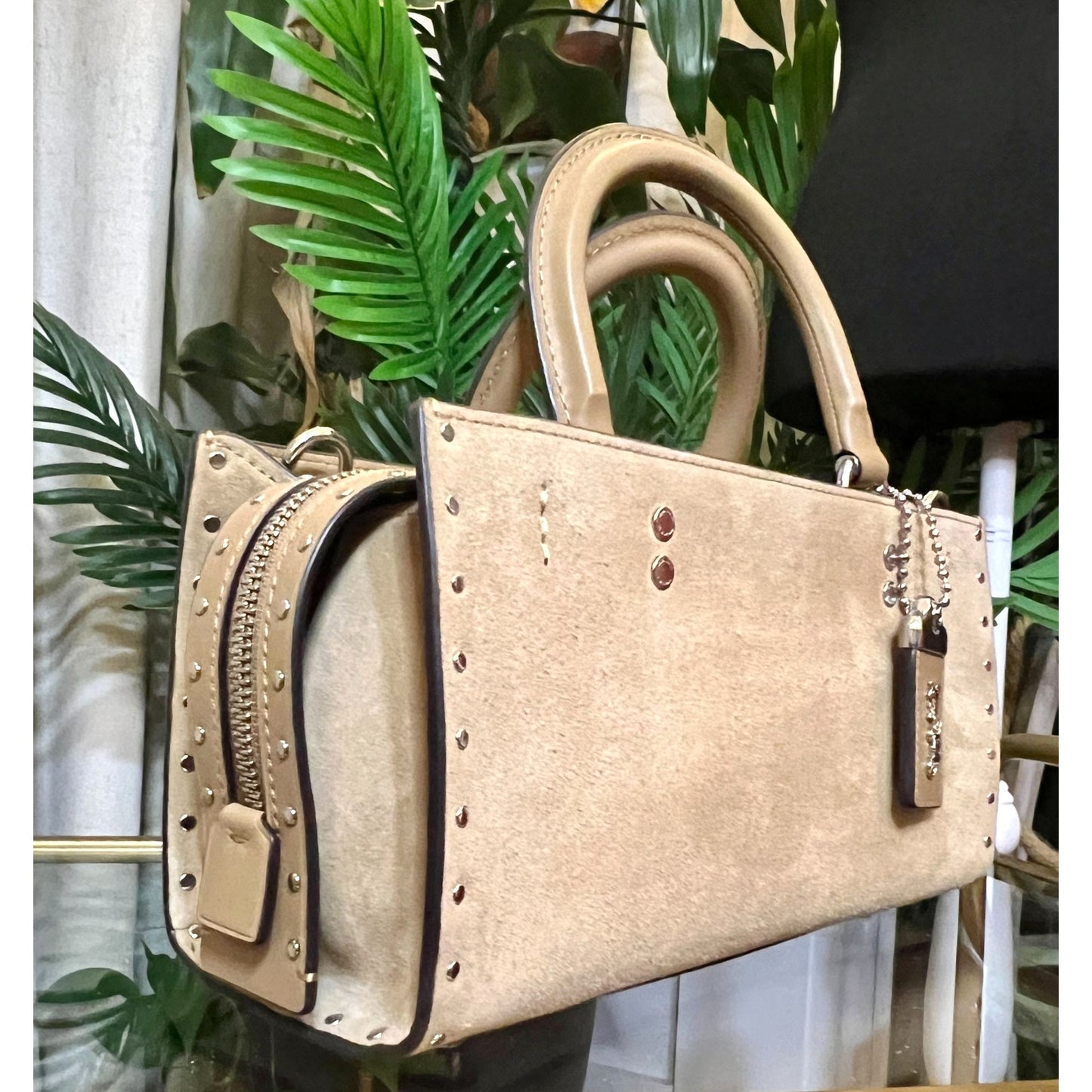 NEW! Coach Rogue 26 Tan Suede Leather Handbag WITH COA
