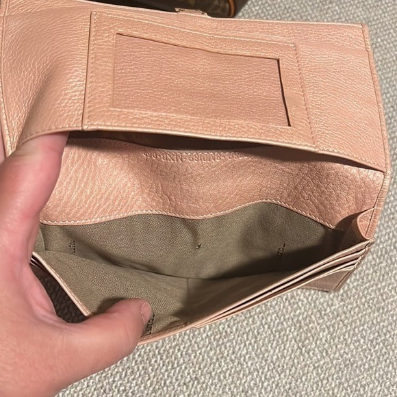 Fendi Zucca Canvas & Leather Bifold Wallet In PINK & Brown With Snap Closure & Interior Compartments