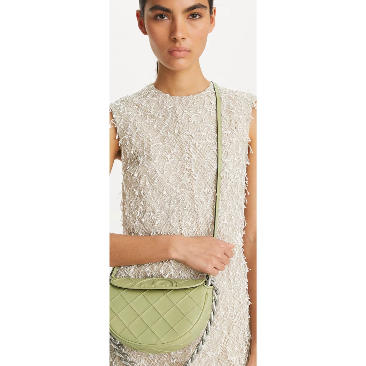 Stunning!!  RareTory Burch Olive Fleming Crescent Shoulder Bag- NWT