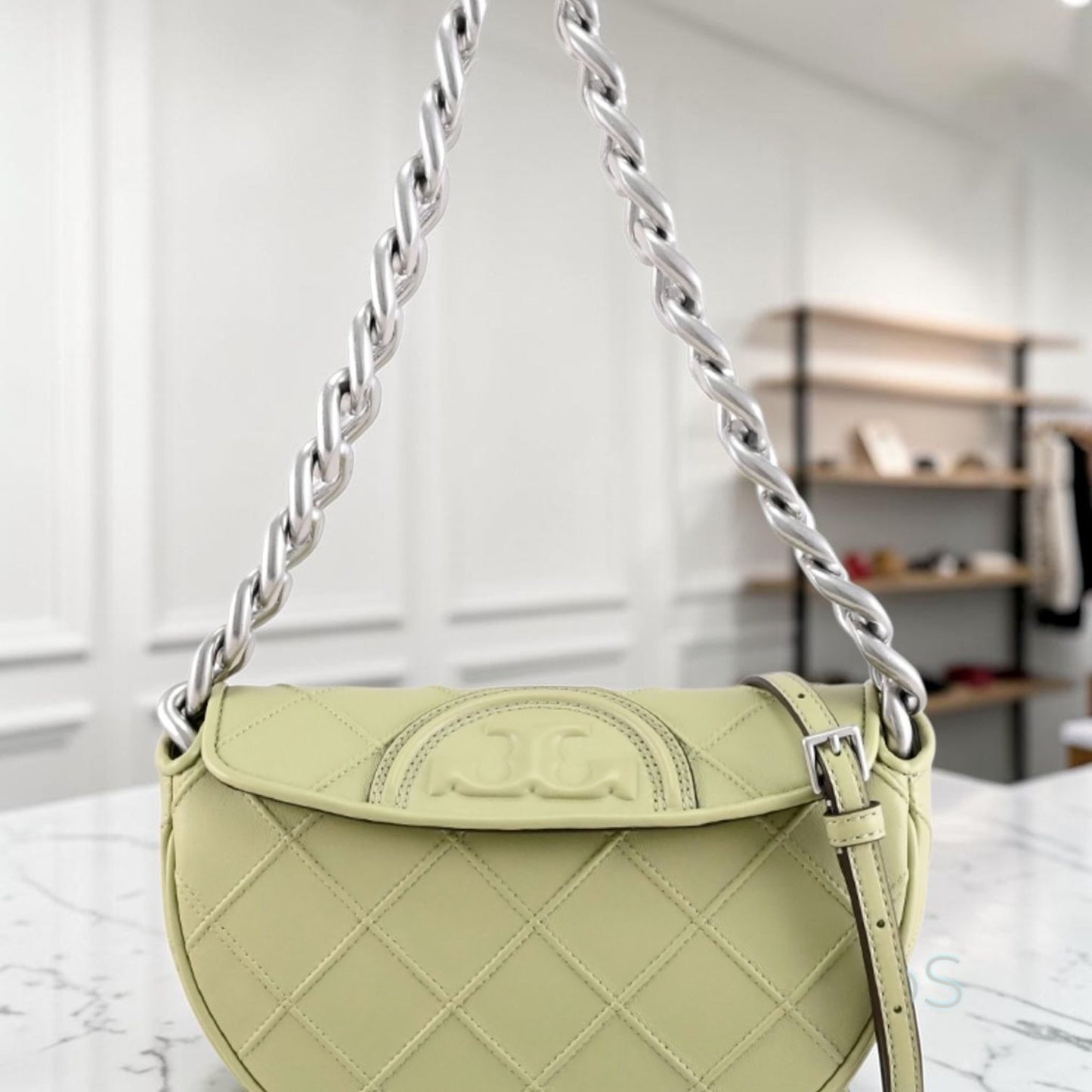 Stunning!!  RareTory Burch Olive Fleming Crescent Shoulder Bag- NWT