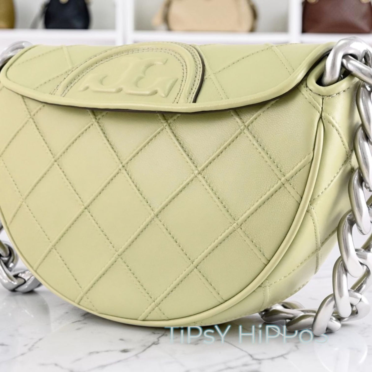 Stunning!!  RareTory Burch Olive Fleming Crescent Shoulder Bag- NWT