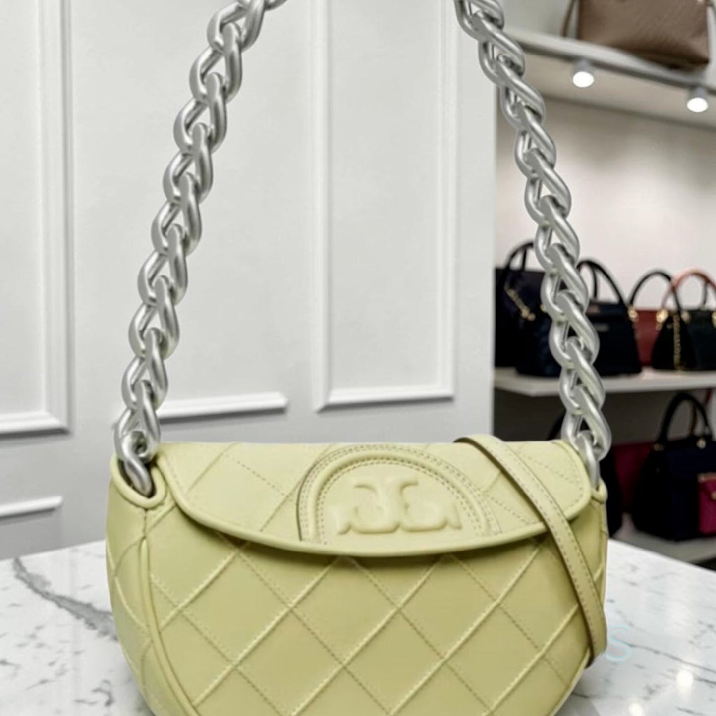 Stunning!!  RareTory Burch Olive Fleming Crescent Shoulder Bag- NWT