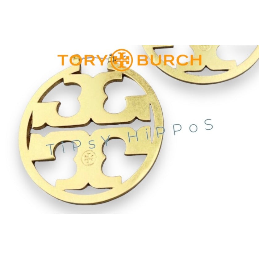 Authentic Tory Burch Miller Hoops in Hunter Green and Gold