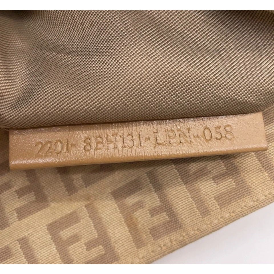 Fendi Zucca Beige Canvas Tote Bag With Leather Trim & Gold Hardware Made In Italy