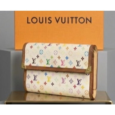 Louis Vuitton X Takashi Murakami White and Multi Color Monogram Wallet