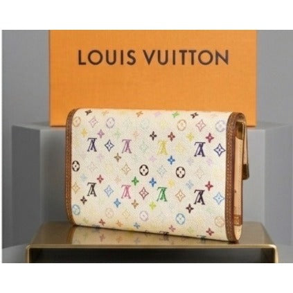 Louis Vuitton X Takashi Murakami White and Multi Color Monogram Wallet