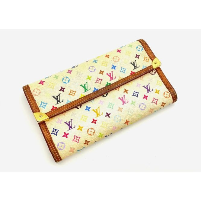 Louis Vuitton X Takashi Murakami White and Multi Color Monogram Wallet