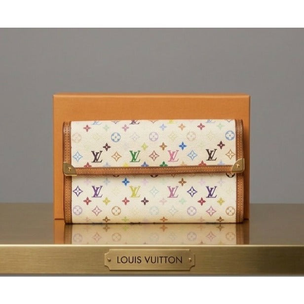 Louis Vuitton X Takashi Murakami White and Multi Color Monogram Wallet