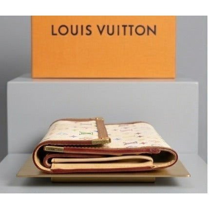 Louis Vuitton X Takashi Murakami White and Multi Color Monogram Wallet