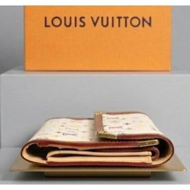 Louis Vuitton X Takashi Murakami White and Multi Color Monogram Wallet