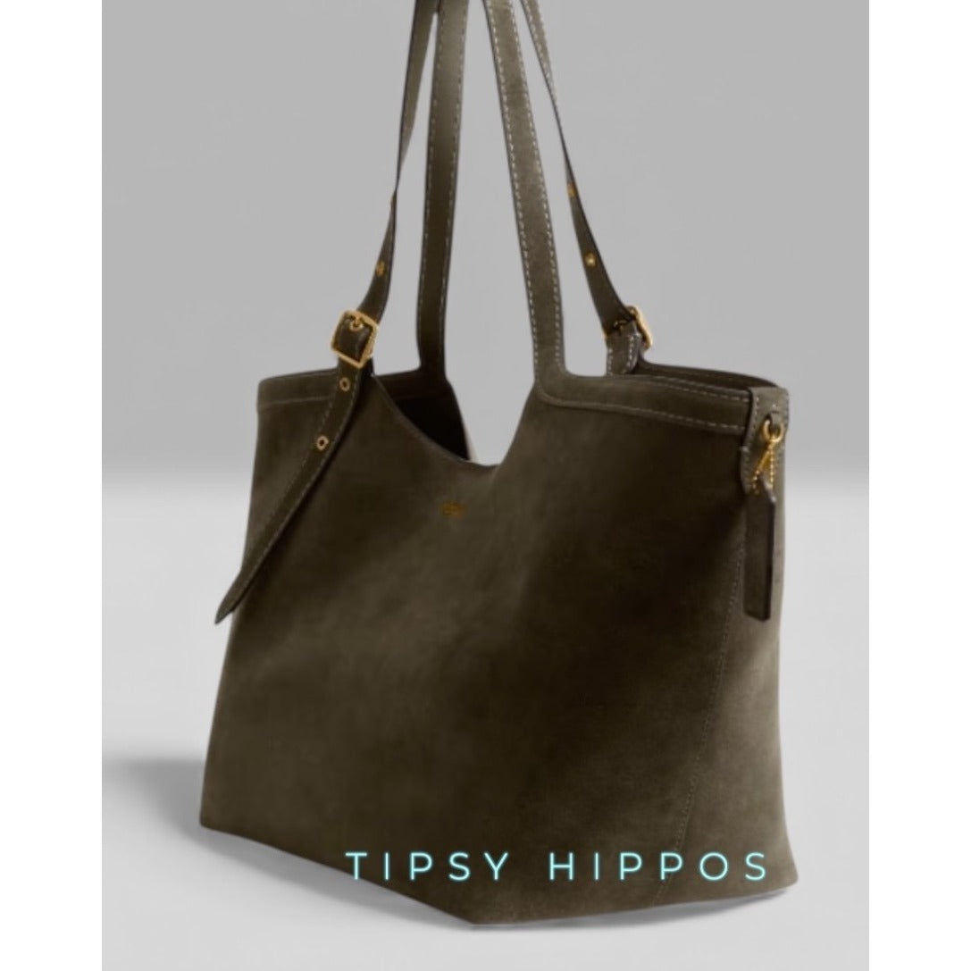 NEW!!   AUTHENTIC COACH Gramercy Tote Bag IN OLIVE GREEN SUEDE AND BRASS