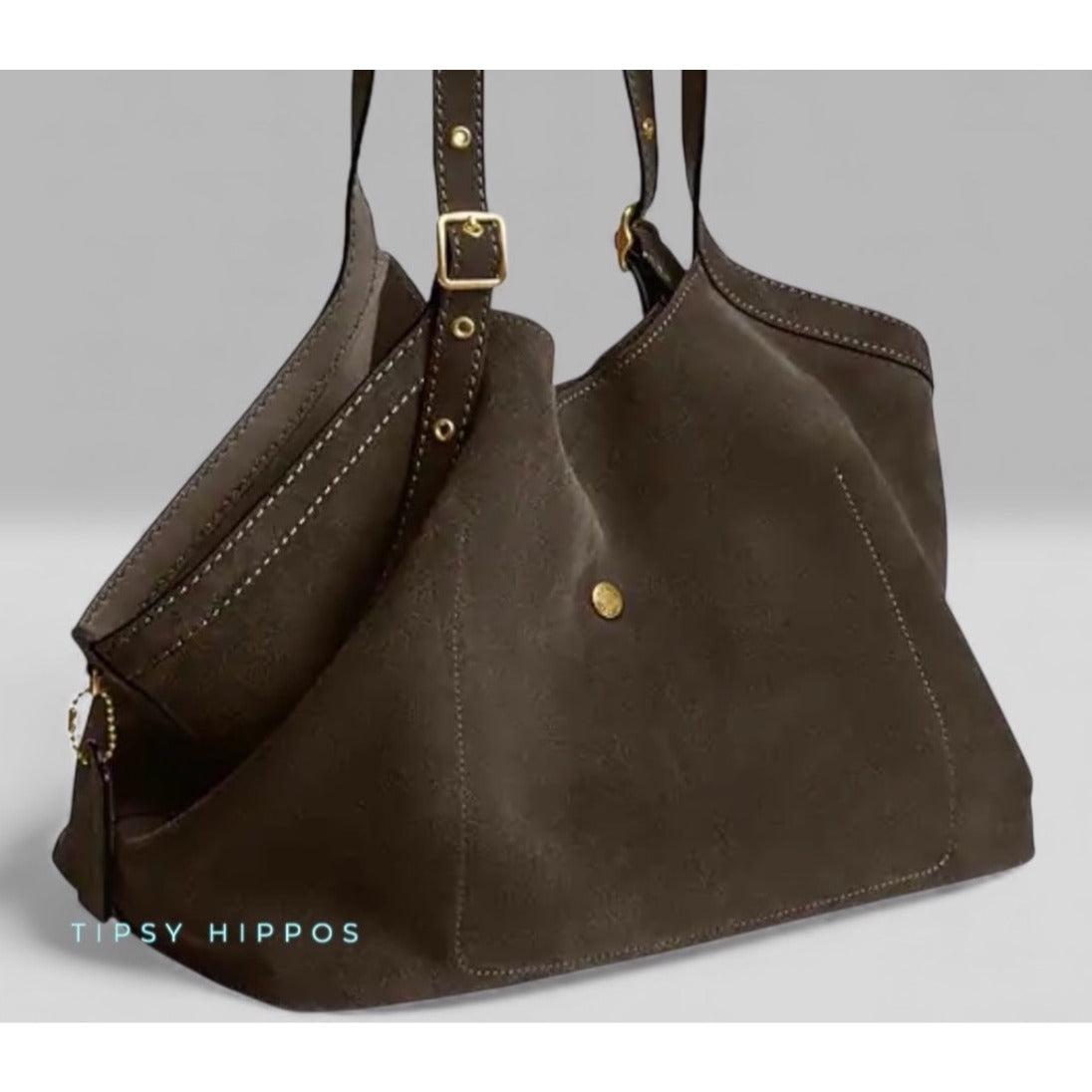 NEW!!   AUTHENTIC COACH Gramercy Tote Bag IN OLIVE GREEN SUEDE AND BRASS