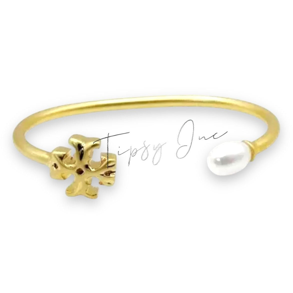 ✺ Tory Burch Roxanne Gold and Pearl Cuff Bracelet
