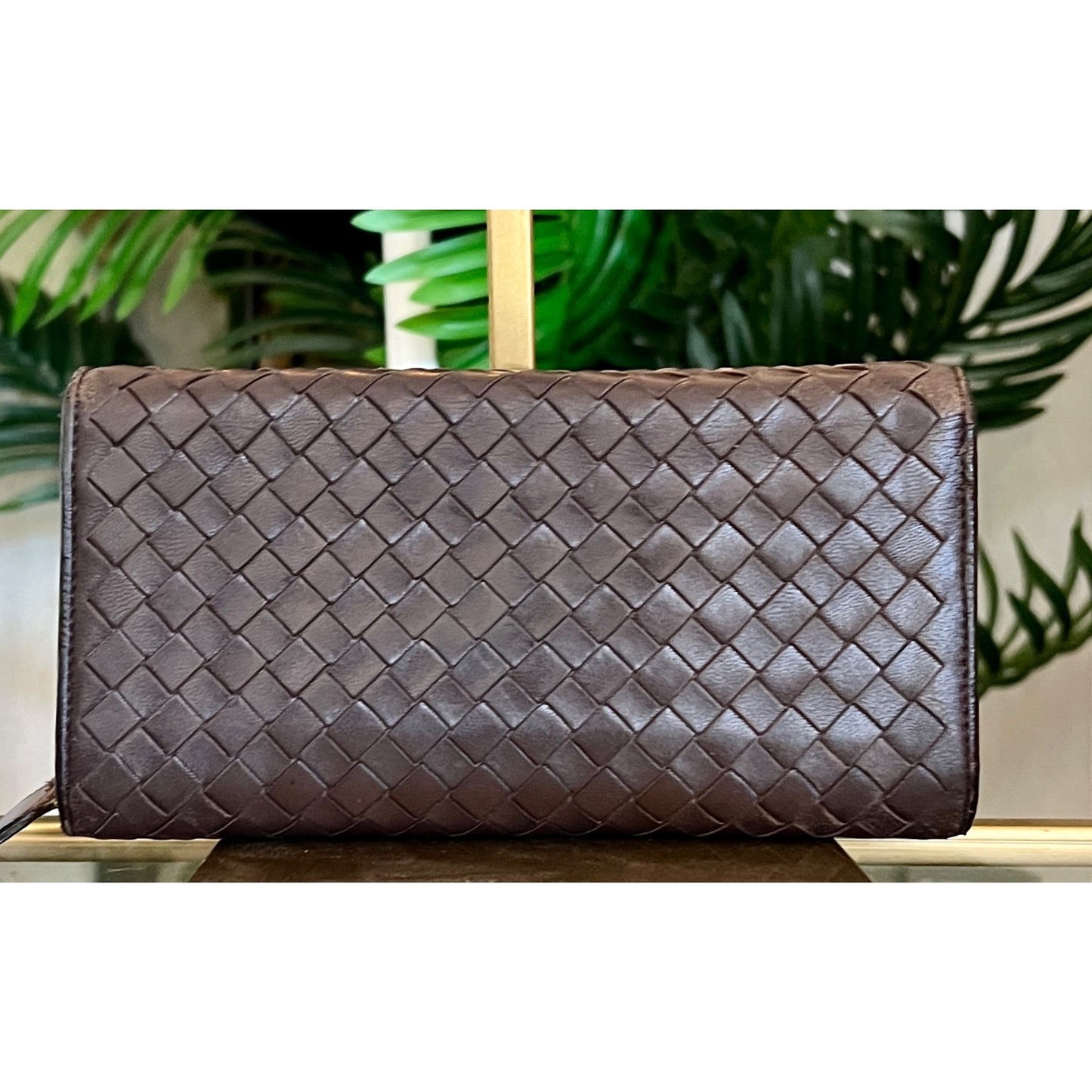 Vintage Bottega Veneta Intrecciato Brown Leather Wallet