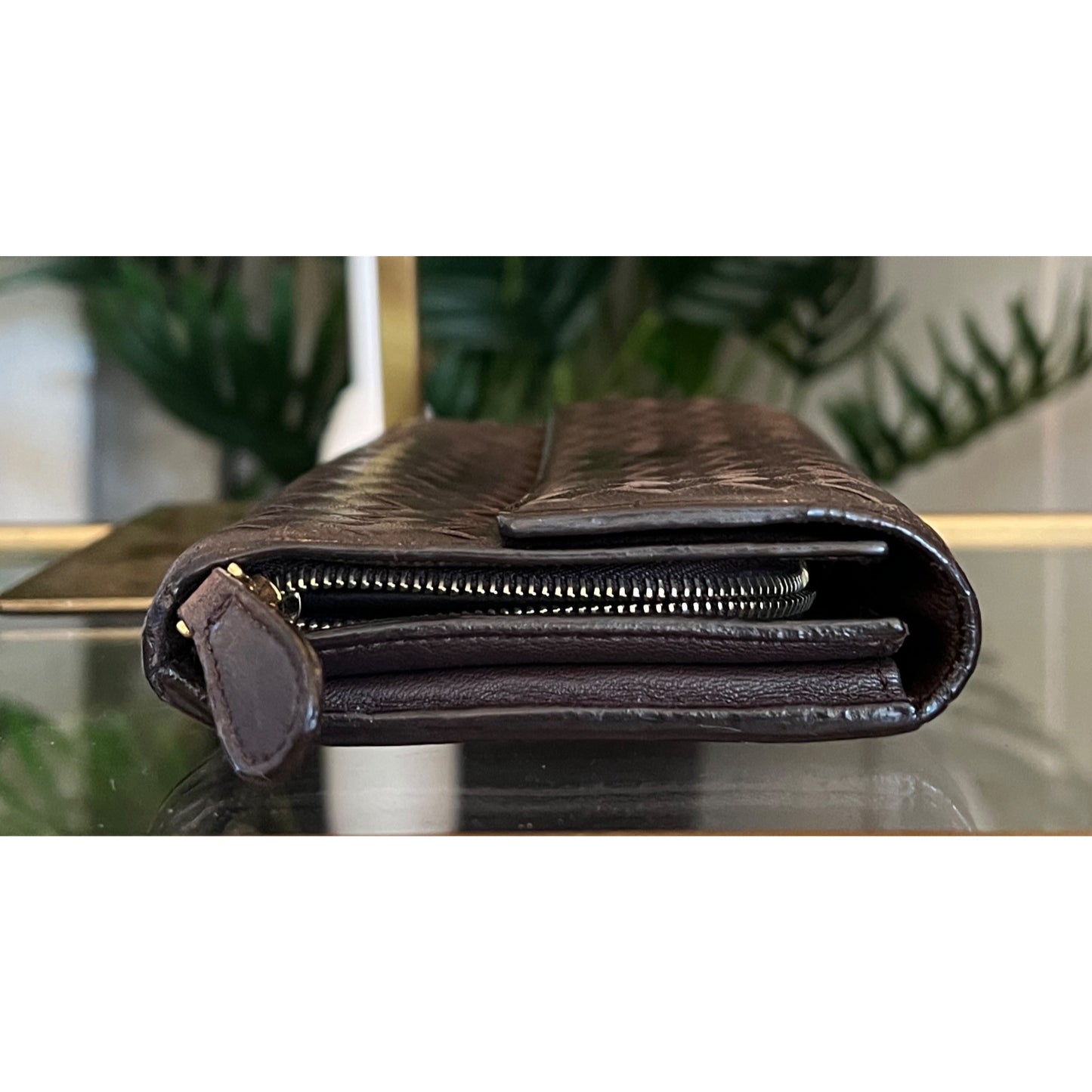 Vintage Bottega Veneta Intrecciato Brown Leather Wallet