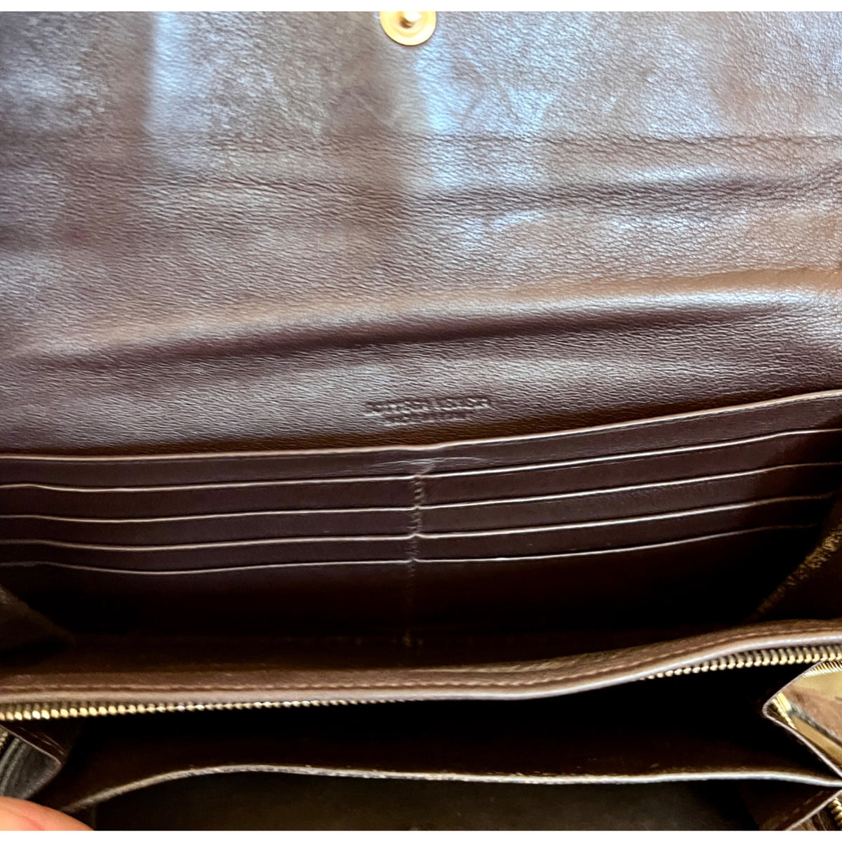 Vintage Bottega Veneta Intrecciato Brown Leather Wallet