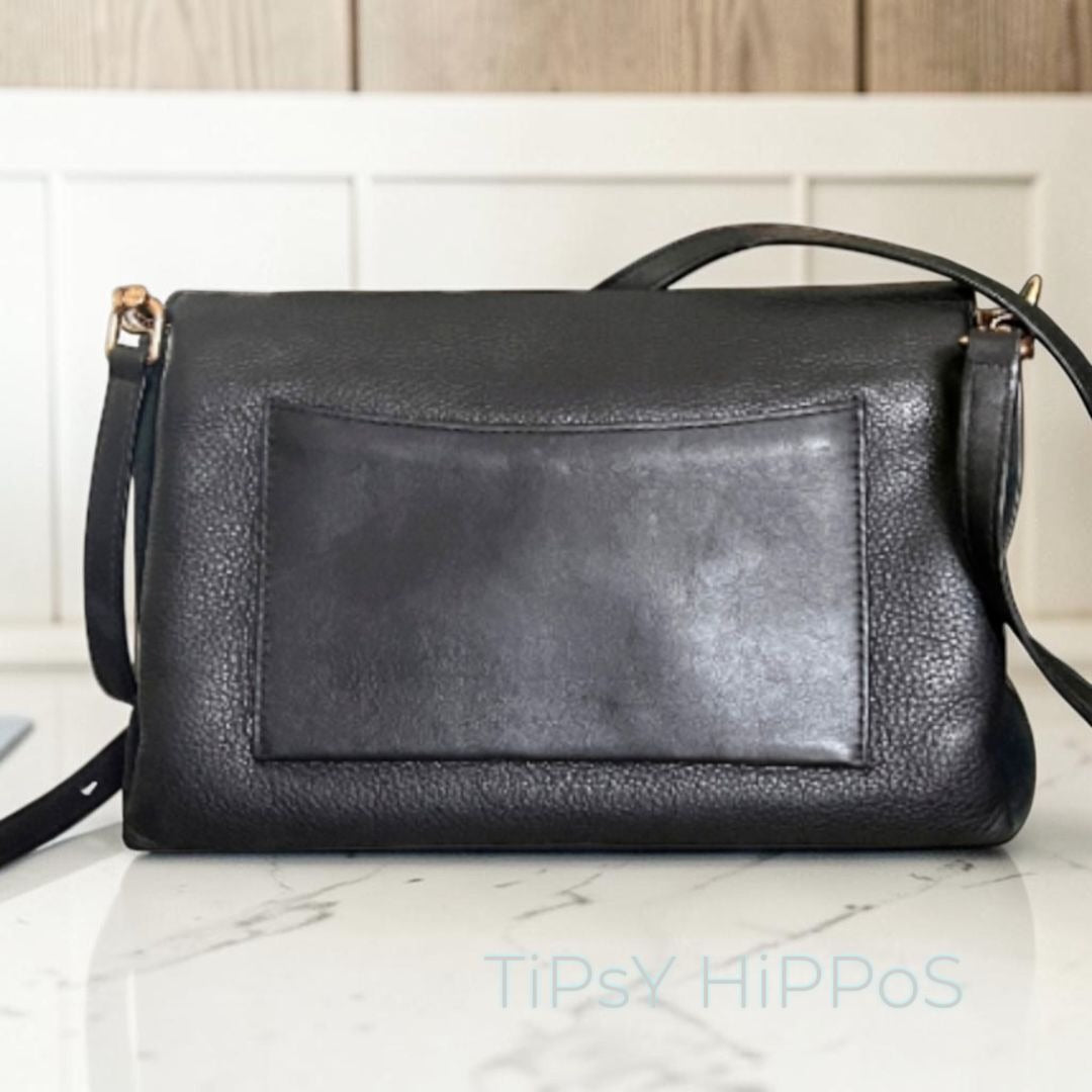 Tory Burch Black & Suede Kira Handbag With Gold  Accents & Adjustable Strap